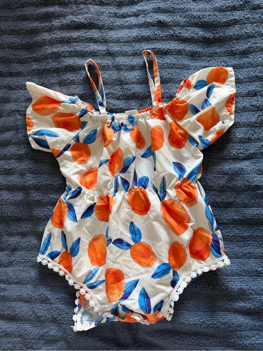 Baby Girl Orange Print Summer Romper